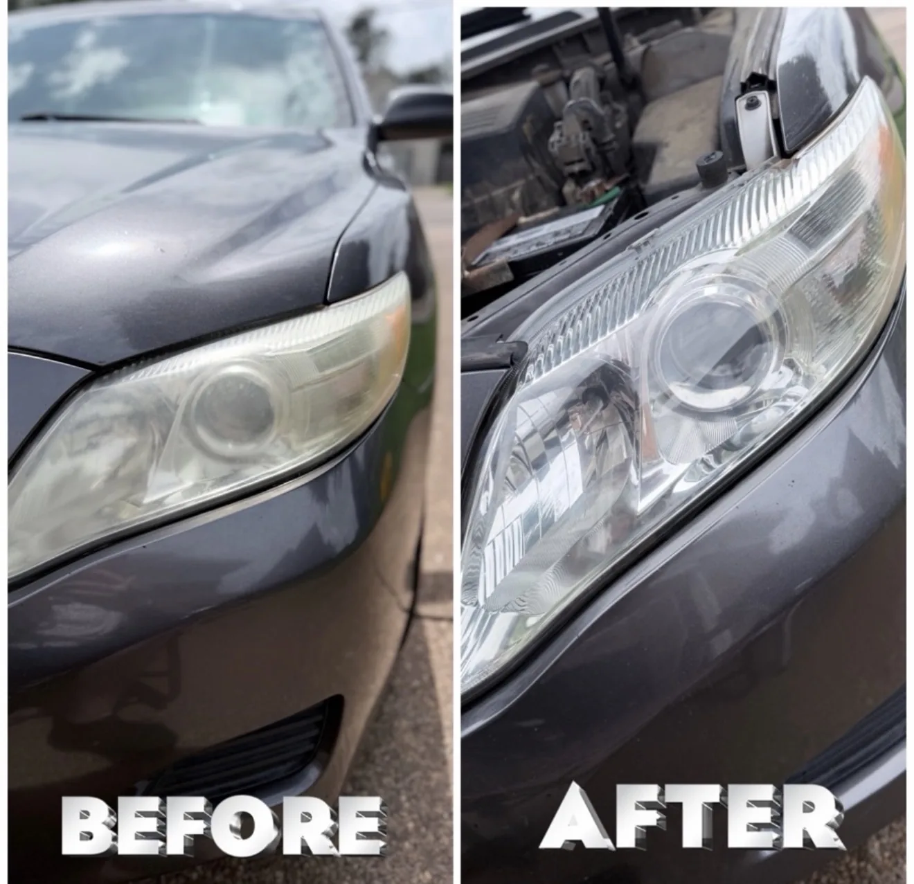 A restored headlight with renewed clarity and shine