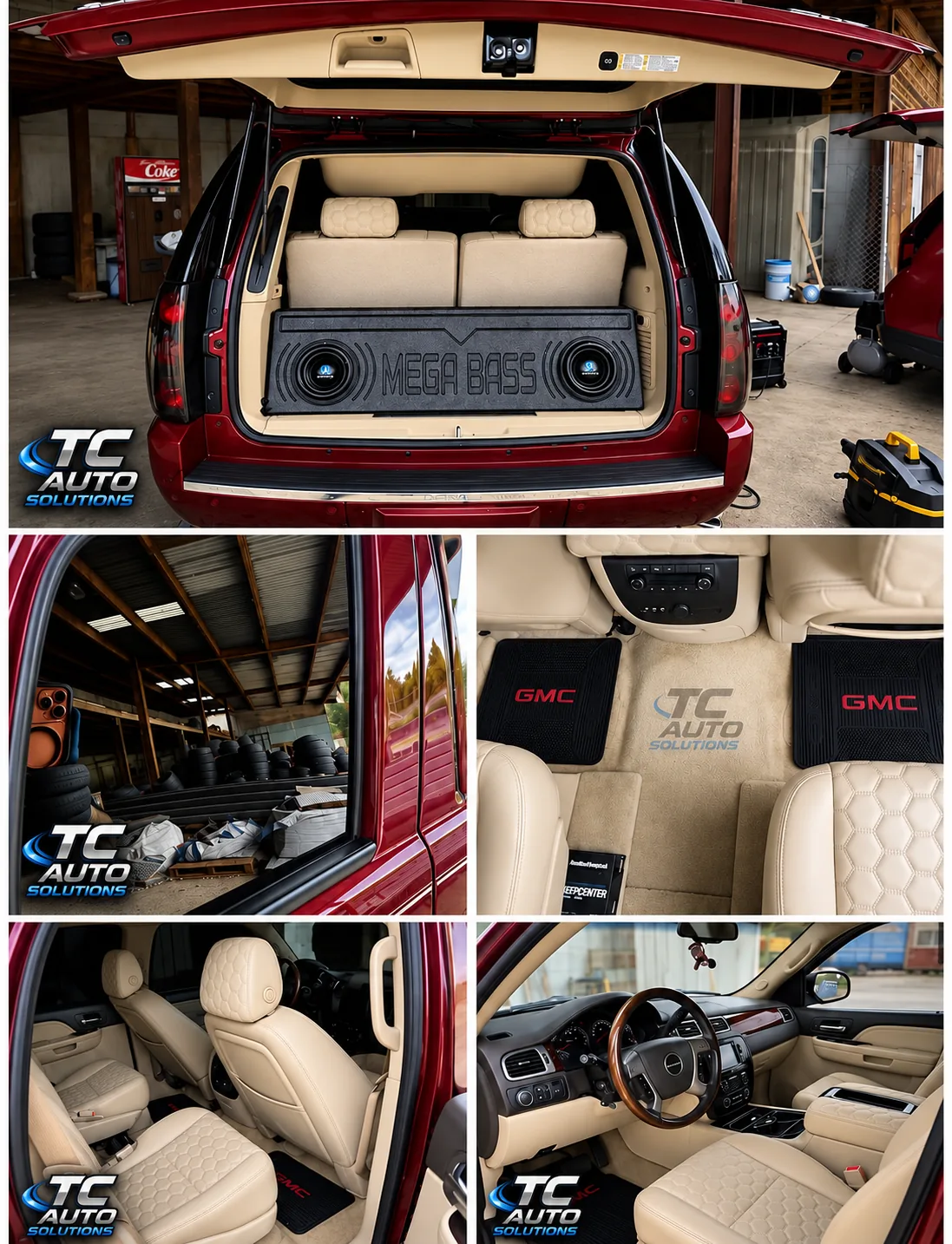A GMC interior detailed with clean leather seats and dashboard